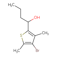 Chemical structure of 1-(4-bromo-3,5-dimethylthiophen-2-yl)butan-1-ol - CSSB00116655322