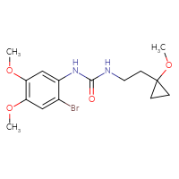 Chemical structure of 1-(2-bromo-4,5-dimethoxyphenyl)-3-[2-(1-methoxycyclopropyl)ethyl]urea - CSSB21432507159