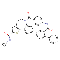 Chemical structure of 9-(4-{[1,1'-biphenyl]-2-amido}benzoyl)-N-cyclopropyl-3-thia-9-azatricyclo[8.4.0.0²,⁶]tetradeca-1(14),2(6),4,10,12-pentaene-4-carboxamide - CSSB06595023105