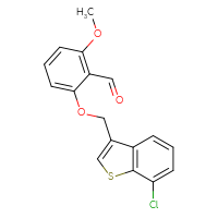 Chemical structure of 2-[(7-chloro-1-benzothiophen-3-yl)methoxy]-6-methoxybenzaldehyde - CSSB21349274387