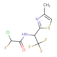 Chemical structure of 2-chloro-2-fluoro-N-[2,2,2-trifluoro-1-(4-methyl-1,3-thiazol-2-yl)ethyl]acetamide - CSSB21332118376