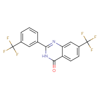 Chemical structure of 7-(trifluoromethyl)-2-[3-(trifluoromethyl)phenyl]-3,4-dihydroquinazolin-4-one - CSSB00402187418
