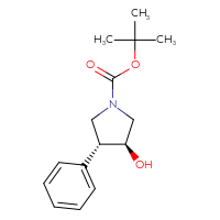 Chemical structure of tert-butyl (3S,4R)-3-hydroxy-4-phenylpyrrolidine-1-carboxylate - CSSB00025715170