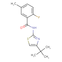 Chemical structure of N-(4-tert-butyl-1,3-thiazol-2-yl)-2-fluoro-5-methylbenzamide - CSSB00045706837