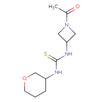 Chemical structure of 3-(1-acetylazetidin-3-yl)-1-(oxan-3-yl)thiourea - CSSB21432498326