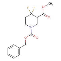 Chemical structure of 1-benzyl 3-methyl 4,4-difluoropiperidine-1,3-dicarboxylate - CSSB00010077319