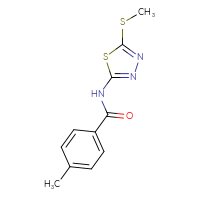 Chemical structure of 4-methyl-N-[5-(methylsulfanyl)-1,3,4-thiadiazol-2-yl]benzamide - CSSB00121651152