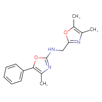 Chemical structure of N-[(4,5-dimethyl-1,3-oxazol-2-yl)methyl]-4-methyl-5-phenyl-1,3-oxazol-2-amine - CSSB15326601772