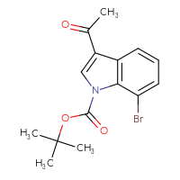 Chemical structure of tert-butyl 3-acetyl-7-bromo-1H-indole-1-carboxylate - CSSB21332129415