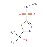 Chemical structure of 2-(2-hydroxypropan-2-yl)-N-methyl-1,3-thiazole-5-sulfonamide - CSSB21043411375