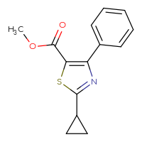 Chemical structure of methyl 2-cyclopropyl-4-phenyl-1,3-thiazole-5-carboxylate - CSSB01806331396