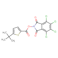 Chemical structure of 4,5,6,7-tetrachloro-1,3-dioxo-2,3-dihydro-1H-isoindol-2-yl 5-tert-butylthiophene-2-carboxylate - CSSB20270437727
