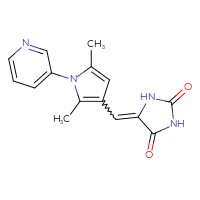 Chemical structure of 5-{[2,5-dimethyl-1-(pyridin-3-yl)-1H-pyrrol-3-yl]methylidene}imidazolidine-2,4-dione - CSSB00121643182
