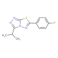 Chemical structure of 6-(4-fluorophenyl)-3-(propan-2-yl)-[1,2,4]triazolo[3,4-b][1,3,4]thiadiazole - CSSB00121637619