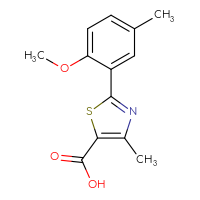 Chemical structure of 2-(2-methoxy-5-methylphenyl)-4-methyl-1,3-thiazole-5-carboxylic acid - CSSB02169491255