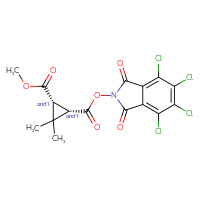 Chemical structure of rac-1-methyl 2-(4,5,6,7-tetrachloro-1,3-dioxo-2,3-dihydro-1H-isoindol-2-yl) (1R,2S)-3,3-dimethylcyclopropane-1,2-dicarboxylate - CSSB20271085938