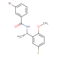 Chemical structure of 3-bromo-N-[(1S)-1-(5-fluoro-2-methoxyphenyl)ethyl]benzamide - CSSB15307735489