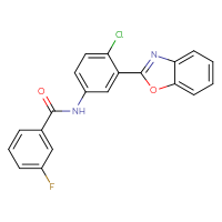 Chemical structure of N-[3-(1,3-benzoxazol-2-yl)-4-chlorophenyl]-3-fluorobenzamide - CSSB00160262662
