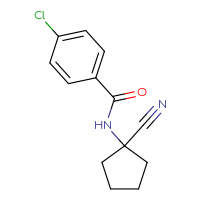 Chemical structure of 4-chloro-N-(1-cyanocyclopentyl)benzamide - CSSB00000604192