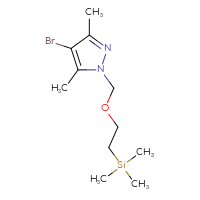 Chemical structure of 4-bromo-3,5-dimethyl-1-{[2-(trimethylsilyl)ethoxy]methyl}-1H-pyrazole - CSSB00122115603