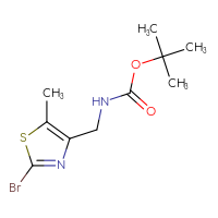 Chemical structure of tert-butyl N-[(2-bromo-5-methyl-1,3-thiazol-4-yl)methyl]carbamate - CSSB02475312165