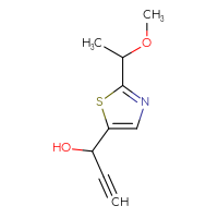 Chemical structure of 1-[2-(1-methoxyethyl)-1,3-thiazol-5-yl]prop-2-yn-1-ol - CSSB20604516161