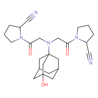 Chemical structure of 1-(2-{[2-(2-cyanopyrrolidin-1-yl)-2-oxoethyl](3-hydroxyadamantan-1-yl)amino}acetyl)pyrrolidine-2-carbonitrile - CSSB06446555470