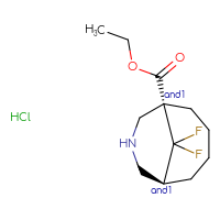 Chemical structure of rac-ethyl (1R,6S)-10,10-difluoro-8-azabicyclo[4.3.1]decane-1-carboxylate hydrochloride - CSSB20620691082