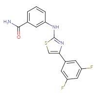 Chemical structure of 3-{[4-(3,5-difluorophenyl)-1,3-thiazol-2-yl]amino}benzamide - CSSB02356780618