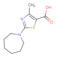 Chemical structure of 2-(azepan-1-yl)-4-methyl-1,3-thiazole-5-carboxylic acid - CSSB00011750384