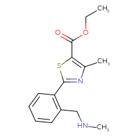 Chemical structure of ethyl 4-methyl-2-{2-[(methylamino)methyl]phenyl}-1,3-thiazole-5-carboxylate - CSSB06585823876
