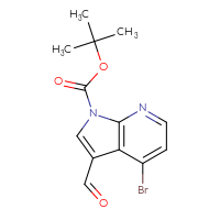 Chemical structure of tert-butyl 4-bromo-3-formyl-1H-pyrrolo[2,3-b]pyridine-1-carboxylate - CSSB21332126796
