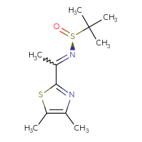 Chemical structure of (S)-N-[1-(4,5-dimethyl-1,3-thiazol-2-yl)ethylidene]-2-methylpropane-2-sulfinamide - CSSB00023605067