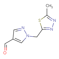 Chemical structure of 1-[(5-methyl-1,3,4-thiadiazol-2-yl)methyl]-1H-pyrazole-4-carbaldehyde - CSSB00024011908