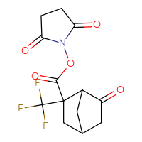 Chemical structure of 2,5-dioxopyrrolidin-1-yl 6-oxo-2-(trifluoromethyl)bicyclo[2.2.1]heptane-2-carboxylate - CSSB20271085848
