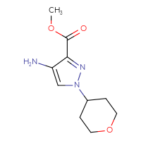 Chemical structure of methyl 4-amino-1-(oxan-4-yl)-1H-pyrazole-3-carboxylate - CSSB00006560976