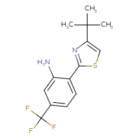 Chemical structure of 2-(4-tert-butyl-1,3-thiazol-2-yl)-5-(trifluoromethyl)aniline - CSSB10450460710