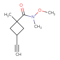 Chemical structure of 3-ethynyl-N-methoxy-N,1-dimethylcyclobutane-1-carboxamide - CSSB20443170713