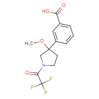 Chemical structure of 3-[3-methoxy-1-(2,2,2-trifluoroacetyl)pyrrolidin-3-yl]benzoic acid - CSSB20504684179