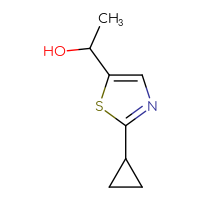 Chemical structure of 1-(2-cyclopropyl-1,3-thiazol-5-yl)ethan-1-ol - CSSB00011720943