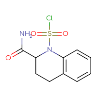 Chemical structure of 2-carbamoyl-1,2,3,4-tetrahydroquinoline-1-sulfonyl chloride - CSSB21224775385