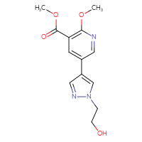 Chemical structure of methyl 5-[1-(2-hydroxyethyl)-1H-pyrazol-4-yl]-2-methoxypyridine-3-carboxylate - CSSB06587699738