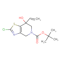 Chemical structure of tert-butyl 2-chloro-7-ethenyl-7-hydroxy-4H,5H,6H,7H-[1,3]thiazolo[4,5-c]pyridine-5-carboxylate - CSSB21246290884