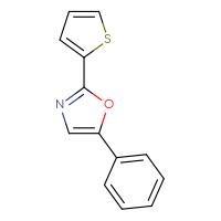 Chemical structure of 5-phenyl-2-(thiophen-2-yl)-1,3-oxazole - CSSB00000011288