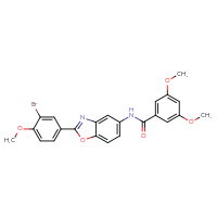 Chemical structure of N-[2-(3-bromo-4-methoxyphenyl)-1,3-benzoxazol-5-yl]-3,5-dimethoxybenzamide - CSSB00160272250