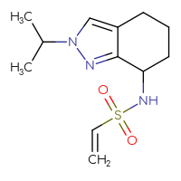Chemical structure of N-[2-(propan-2-yl)-4,5,6,7-tetrahydro-2H-indazol-7-yl]ethene-1-sulfonamide - CSSB21332165945