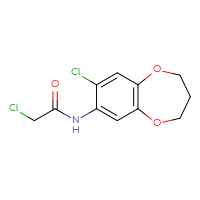 Chemical structure of 2-chloro-N-(8-chloro-3,4-dihydro-2H-1,5-benzodioxepin-7-yl)acetamide - CSSB00000283150