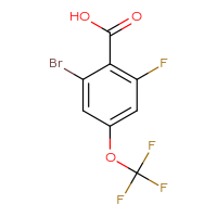 Chemical structure of 2-bromo-6-fluoro-4-(trifluoromethoxy)benzoic acid - CSSB00020757550