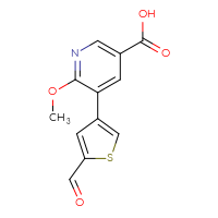 Chemical structure of 5-(5-formylthiophen-3-yl)-6-methoxypyridine-3-carboxylic acid - CSSB21415982232