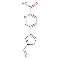 Chemical structure of 5-(5-formylthiophen-3-yl)pyridine-2-carboxylic acid - CSSB00010140131